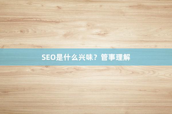 SEO是什么兴味？管事理解